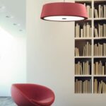 MONTECARLO: Lámpara colgante plafón rojo de 30w en luz neutra 4k, 301T-B Acontract-Luz. 40 x 15,5cm hasta 125cm altura.
