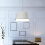 OSLO 177: Lámpara de campana blanca de 36w Led en luz neutra 4k, Acontract-Luz. 45 x 45cm hasta 245cm altura.