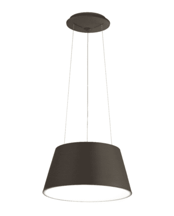 OSLO 177: Lámpara de campana café de 36w Led en luz cálida 3k, Acontract-Luz. 45 x 45cm hasta 245cm altura.