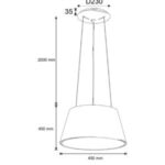 OSLO 177: Lámpara de campana café de 36w Led en luz cálida 3k, Acontract-Luz. 45 x 45cm hasta 245cm altura.