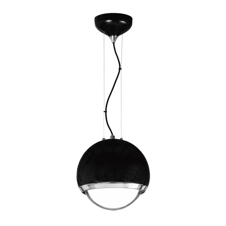 PARIS: Lámpara de esfera negra de 15w Led en luz cálida 3k, Acontract-Luz.  28cm hasta 185cm altura.