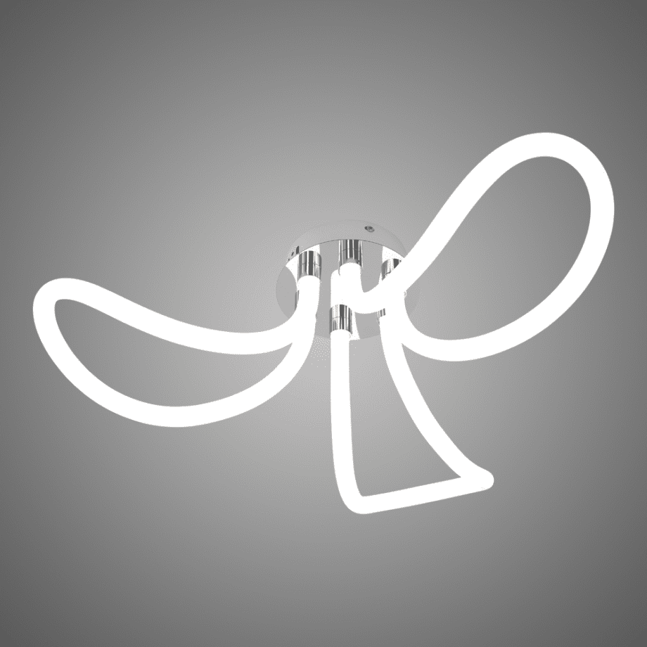 POMPEYA: Plafón / Aplique de pared cromo y blanco diseño trébol, 37w en luz neutra 4k, Acontract-Luz. 60cm.