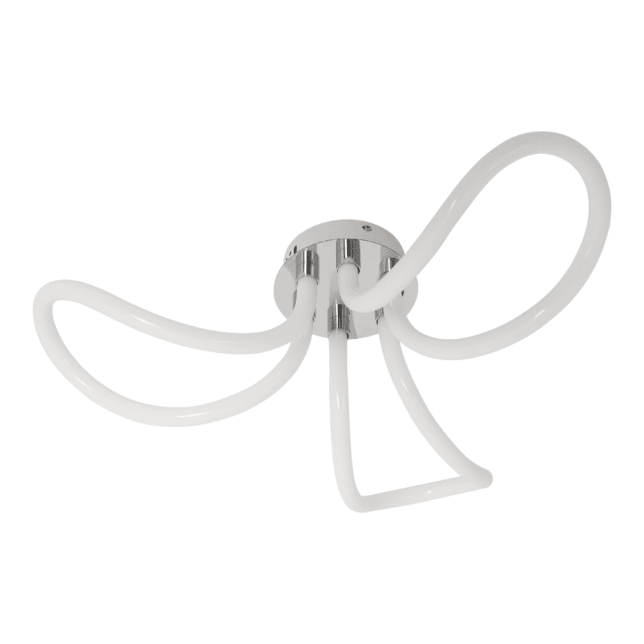 POMPEYA: Plafón / Aplique de pared cromo y blanco diseño trébol, 37w en luz neutra 4k, Acontract-Luz. 60cm.