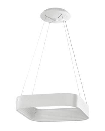 PRAGA 173: Lámpara de cuadrado blanco de perfil ancho de 28w Led en luz cálida 3k, Acontract-Luz. 45 x 45cm hasta 200cm altura.