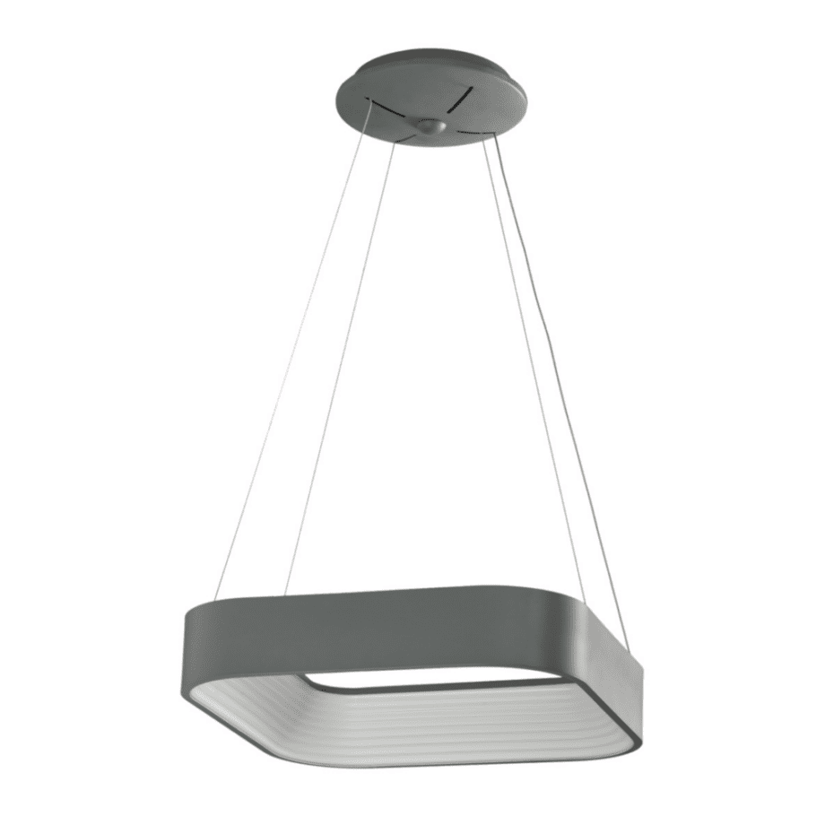 PRAGA 173: Lámpara de cuadrado gris oscuro de perfil ancho de 28w Led en luz neutra 4k, Acontract-Luz. 45 x 45cm hasta 200cm altura.