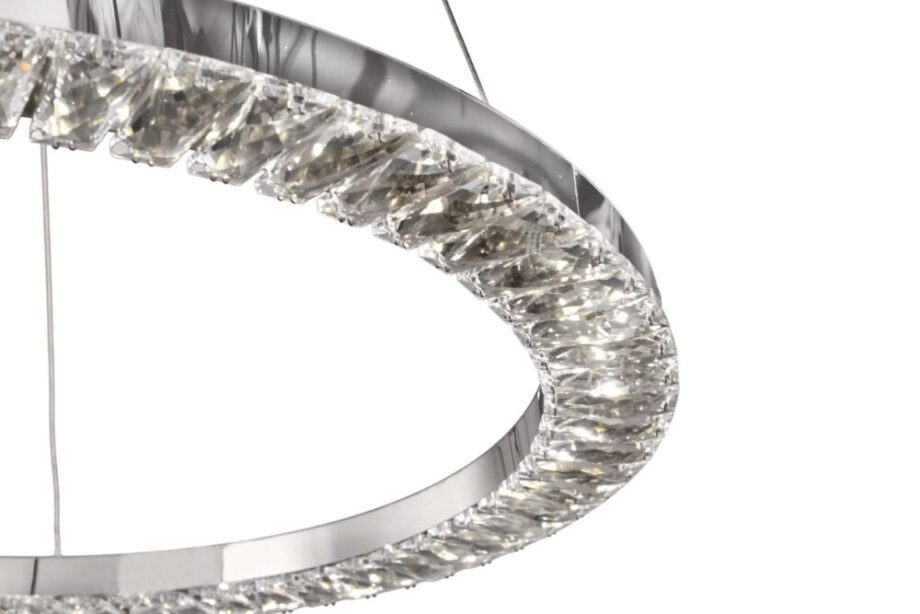 SAN MARINO 123: Lámpara cromo redonda con cristales 30W Led len Luz neutra 4k, Acontract-Luz.