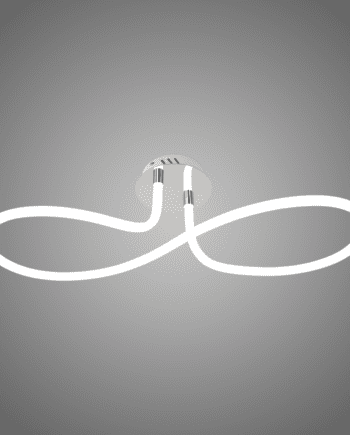 SIRACUSA: Plafón / Aplique de pared cromo y blanco diseño infinito, 37w en luz neutra 4k, Acontract-Luz. 80 x 28cm.