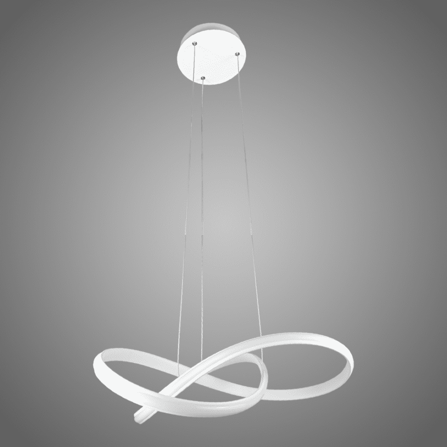 TAMAR: Lámpara looping blanca de 52w en luz neutra 4k,  Acontract-Luz. 53 x 48 x 120cm.
