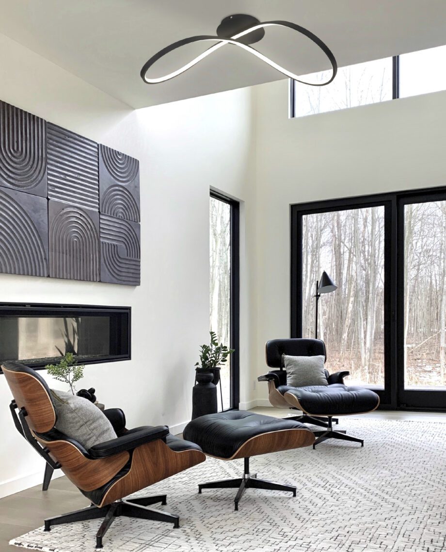 TOKIO: Plafón / Aplique de pared negro diseño infinito, 36w en luz neutra 4k, Acontract-Luz. 70 x 28cm.