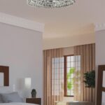 TREBIC: Plafón cuadrado cromo con cristales, 48W Led con luz neutra 4k, 125/2 Acontract-Luz, 55cm.
