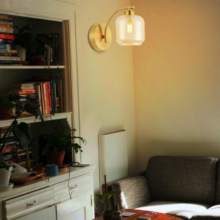 Aplique de pared cuero con tulipa ámbar, con bombilla Led G9 5w, 26500 JM Lamps.