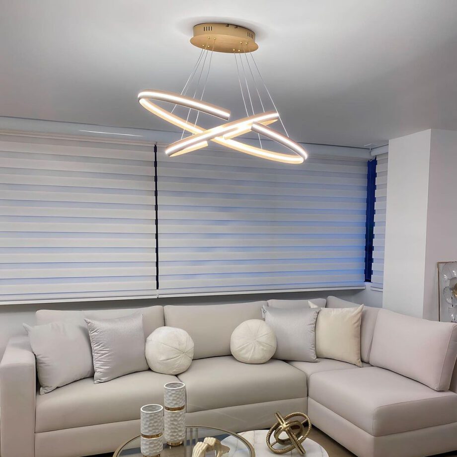 Lámpara ELIPSE doble oval dorada con 58W Led