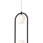 OVI: Colgante oval negro, con dos tulipas de cristal para bombillas Led en g9, Anperbar. Con 250cm cable transparente. STOCK DISPONIBLE EN TIENDA