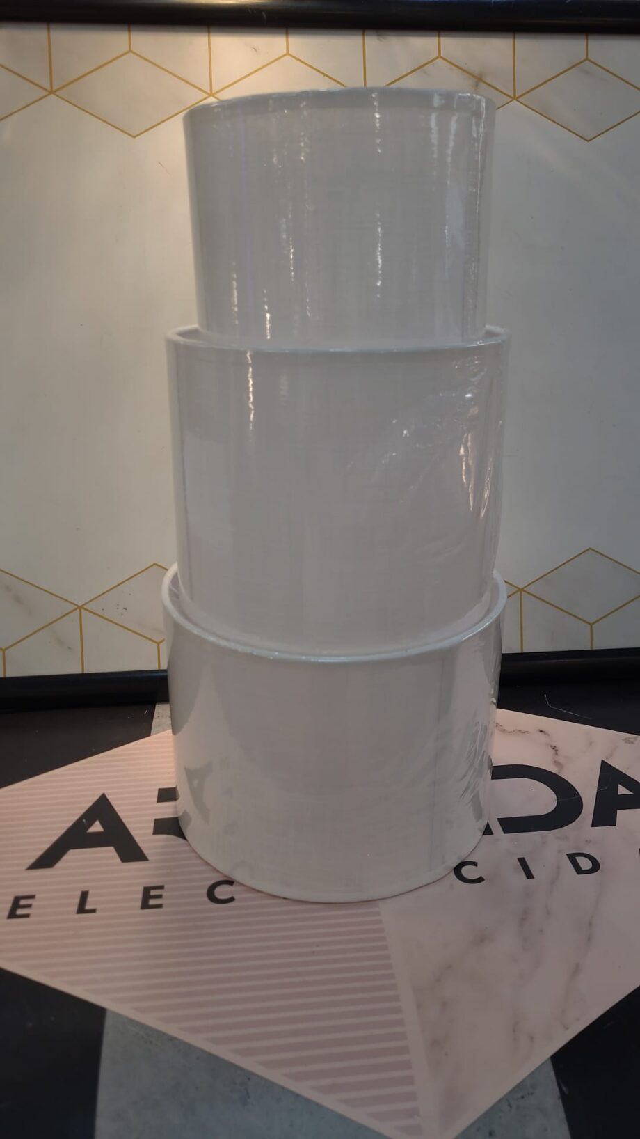 Pantalla cilindro Lino, plastificada interior transparente color BLANCO 20cm para E27,  #PantallasRojas/16. STOCK DISPONIBLE EN TIENDA