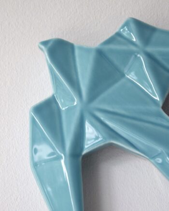 Escultura en ceramica, anduriña pajaro azul brillo pequeña 32cm, G4550A Vp Interiorismo.