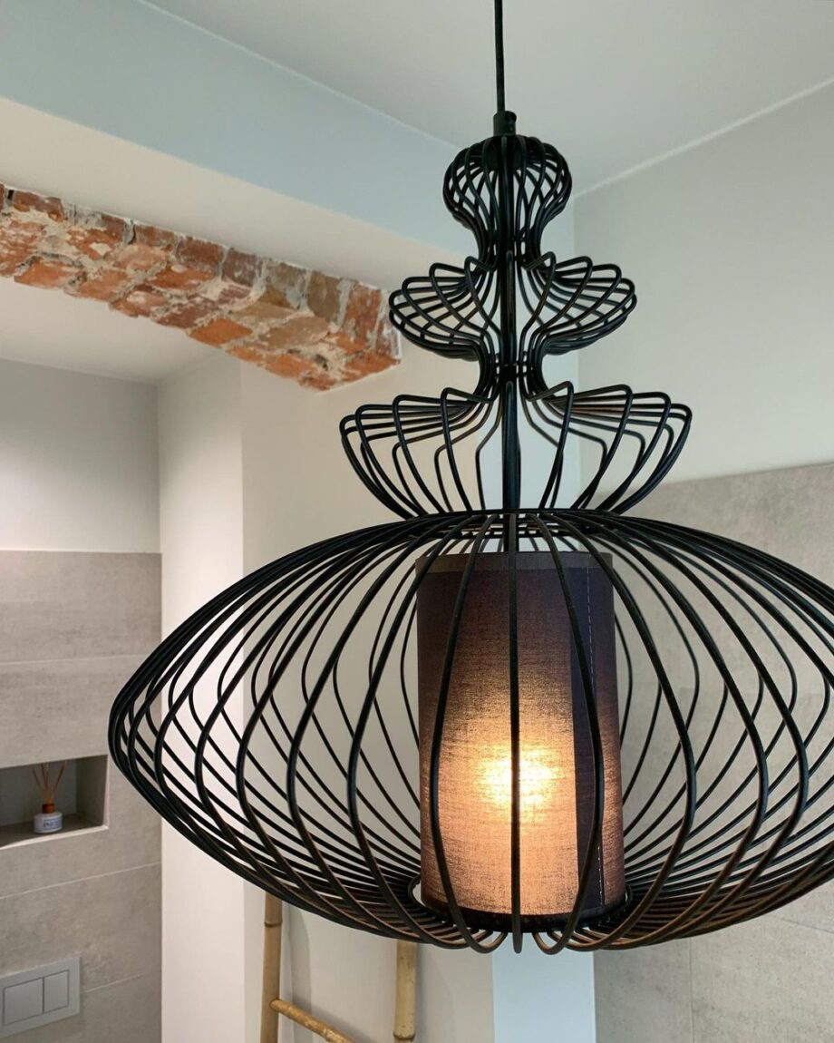 AIDA: Colgante varillas negro con interior pantalla negra, para E27, 4614 Nowodvorski. 45cm diámetro. STOCK EN TIENDA