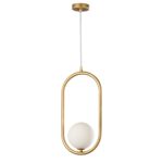 OVI: Colgante Oval dorado con una esfera redonda opal con 250cm cable transparente, Anperbar. 10cm. STOCK DISPONIBLE EN TIENDA