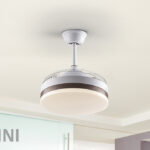 Ventilador VENTO MINI Blanco y moka de aspas retráctiles - 40cm con 24w Led CCT Dimable Schuller