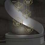 Colgante geométrico en Oro mate para 3 bombillas E27 Silvioss