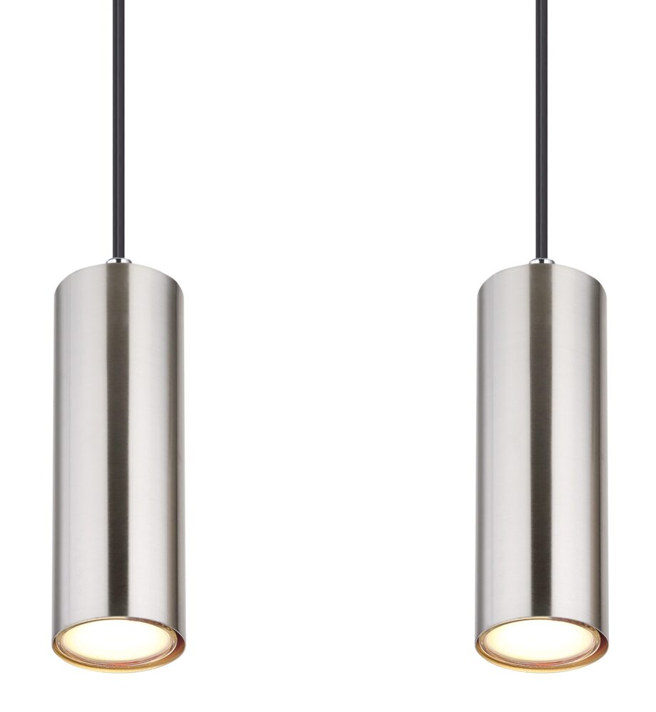 ROBBY: Lámpara en línea de cilindros en níquel satinado, para 4 bombillas gu10,  57911-4h Globo Lighting. 65cm. STOCK DISPONIBLE EN TIENDA