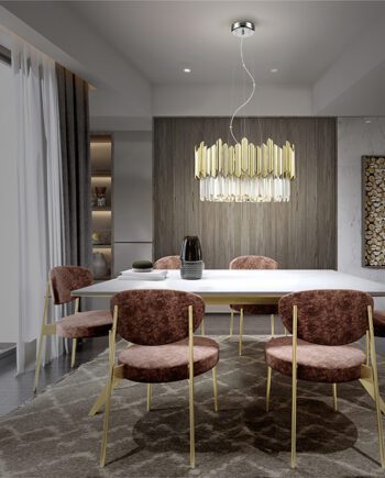 TIARA - Lámpara de techo Oro y cristales transparentes con 6 bombillas G9 Led