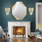 TIARA: Aplique de pared Oro y cristales transparentes, 605366 Schuller. Con 1 bombilla G9 Led, de 22 x 31 cm. Disponibilidad: 21/6/24
