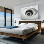MORPHIA: Fotografía en Cristal, ilusión óptica blanca y negra en espiral, 806518 Schuller. 150 x 100 cm.