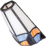 Tulipa Tiffany opal con piezas opalina y ámbar, azul y naranja, en oblicua para diámetro G9, Nº3 Interlusa, 11 x 7cm. STOCK DISPONIBLE EN TIENDA