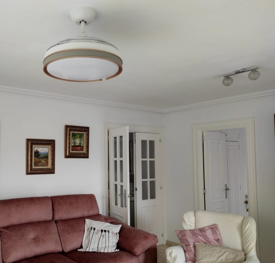 Ventilador HERON BLANCO y dorado de aspas retráctiles DIMABLE Schuller