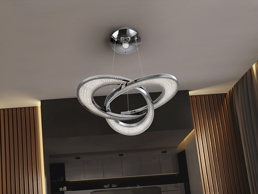 Lámpara ANISIA cromo con interior cristal gran diseño 50,4W Led dimable