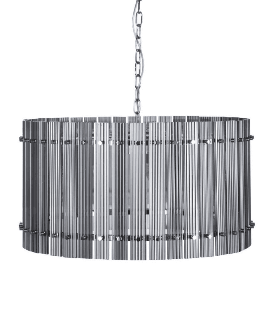 Lámpara exclusiva cromo con cristal fumé,  153672 DENZZO. 76cm x 39cm + 69cm cadena cromo. STOCK DISPONIBLE EN TIENDA