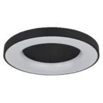 Plafón JOLLI de perfil metálico negro y difusor blanco con 42W Led de 60 cm y mando a distancia