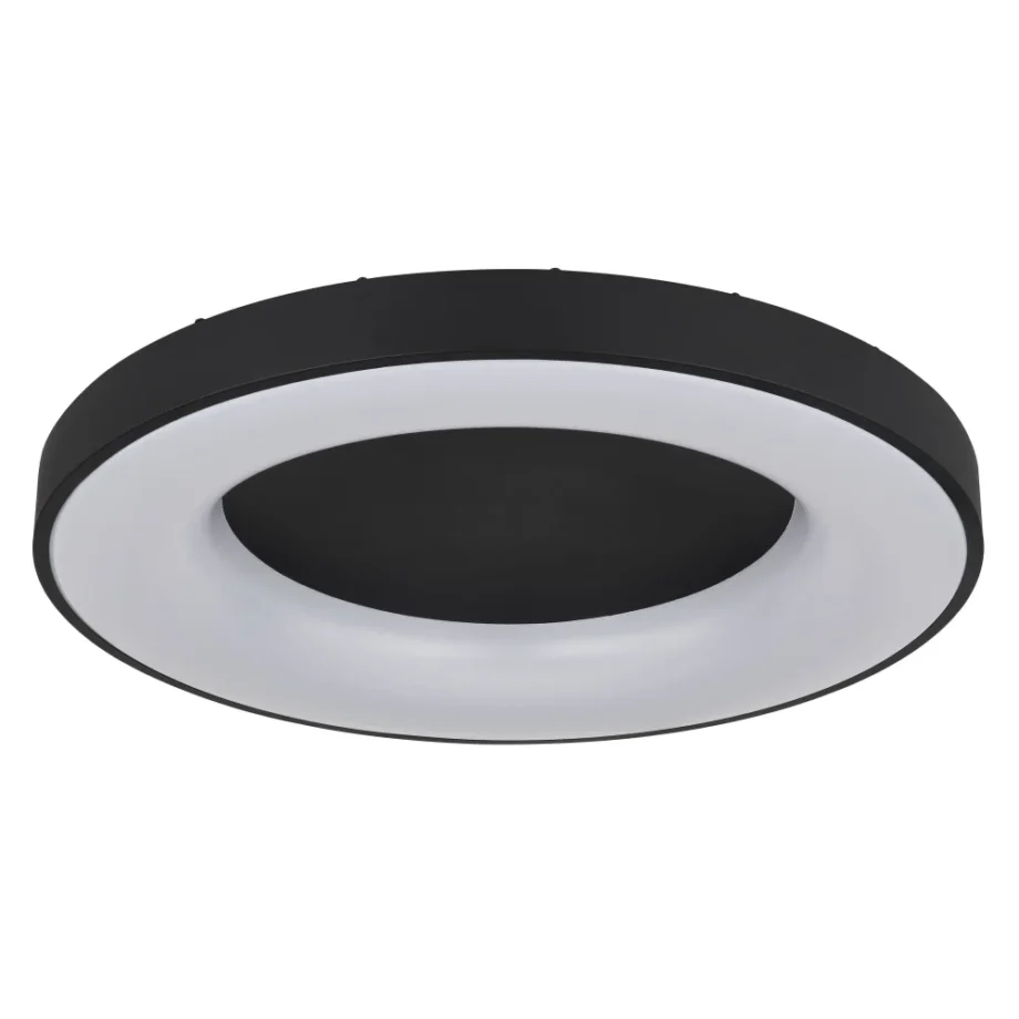 Plafón JOLLI de perfil metálico negro y difusor blanco con 42W Led de 60 cm y mando a distancia