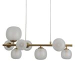 Lámpara en línea,  Oro pulido 8 tulipas de cristal para bombillas Led G9, 3151 Skriss, 66cm. STOCK DISPONIBLE EN TIENDA