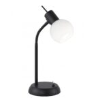Sobremesa OPAL negro con tulipa cristal blanca Alemar