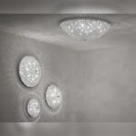 ORION: Plafón cromo y cristales copens K9 con 5 portalámparas g9, Ideal Lux. 40 cm. STOCK DISPONIBLE EN TIENDA