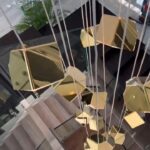 Lámpara PRISCILA ORO base redonda con 12 colgantes con bombillas Led G9