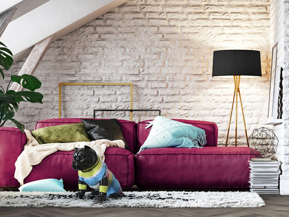 Figura ROCKY perro pitbull negro mediado con colores Schuller