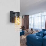 Aplique de pared BACKY negro con tulipa de cristal smoky