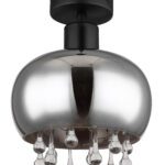 CORRY: Plafón cristal fumé para 1 bombilla E27 y lágrimas de cristal, 15839D Globo Lighting. 21 cm. STOCK DISPONIBLE EN TIENDA