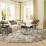 Mesa auxiliar CIROS acero brillo con tapa cristal smoke Ø60cm Schuller