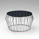 Mesa de centro CIROS acero brillo con tapa cristal smoke  Ø90cm Schuller