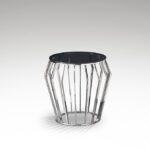 Mesa auxiliar CIROS acero brillo con tapa cristal smoke Ø60cm Schuller