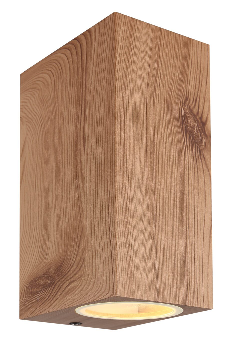 VERONICA: Aplique cuadrado aspecto madera para 2 bombillas gu10, aluminio, 34164-2W Globo Lighting, protección exterior Ip44. STOCK EN TIENDA.