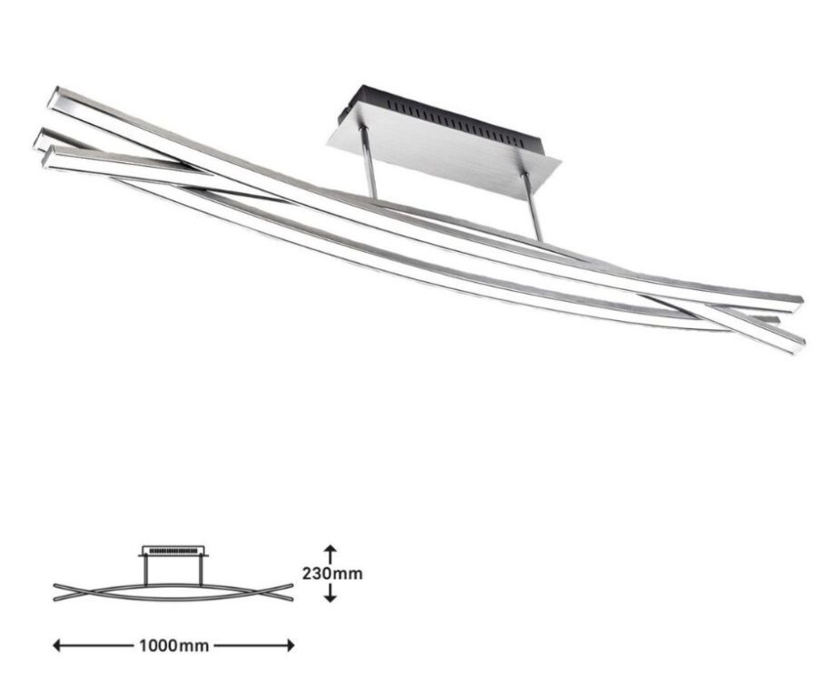 Lámpara semiplafón níquel satinado 18w Led en tres intensidades, 4441-039  Briloner. 100 cm. STOCK EN TIENDA