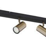 ROBBY: Regleta de 6 focos orientables base rectangular negra y dorado para bombillas gu10 Led, 57911-6DM Globo Lighting. 115 cm. STOCK INMEDIATO