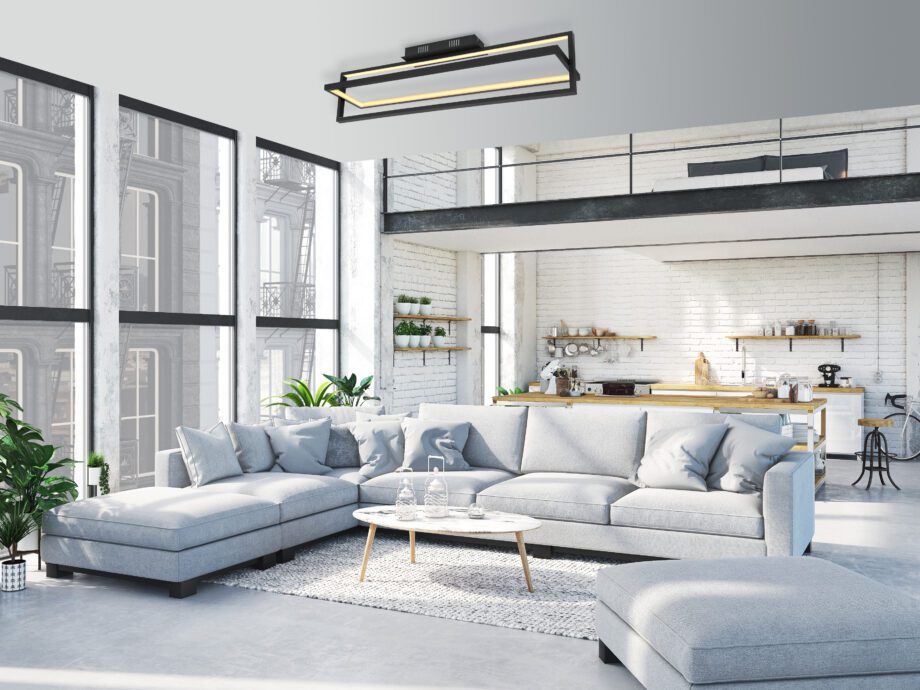 Plafón en línea FLIPS rectangular 43W Led dimable con mando