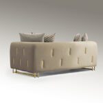 VIENA:  Sofá 2 plazas, tapizado en terciopelo beis  y oro. 8821034 Schuller. 200 x 105 cm.