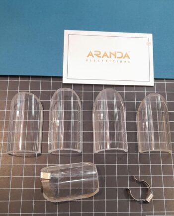 Cristal repuesto: transparente curvado protector bombilla g9 o bipin. Medida de 4,5 cm. STOCK EN TIENDA