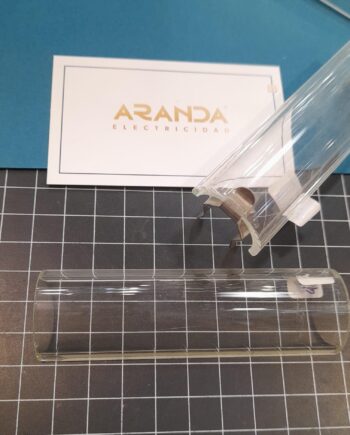Cristal repuesto: transparente curvado protector bombilla lineal 78mm. Medida de 9,5 cm. STOCK EN TIENDA